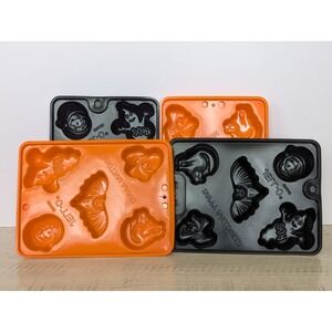 Jello Jigglers Plastic Halloween Molds Bat Cat Ghost Witch Pumpkin 4 Trays